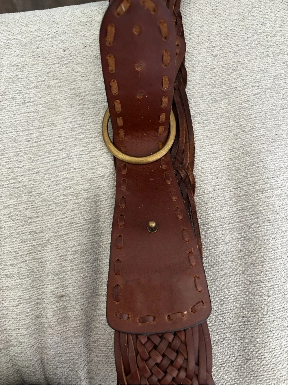 Brown Woven Leather unisex  Belt